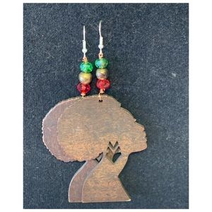 Handmade earrings made from natural material.